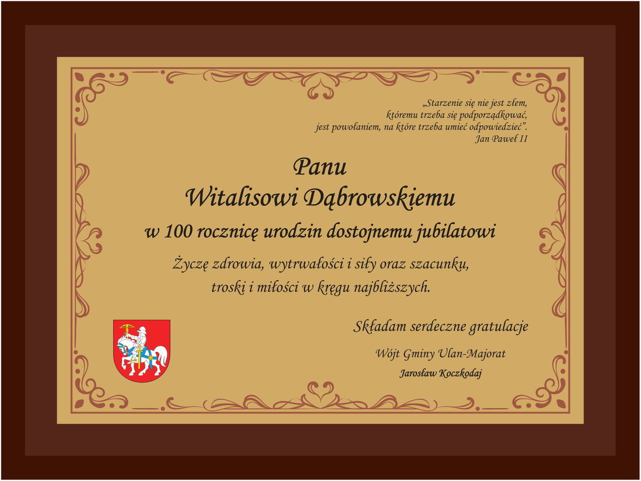 Witalis Dąbrowski - 100-latek w gminie Ulan-Majorat 