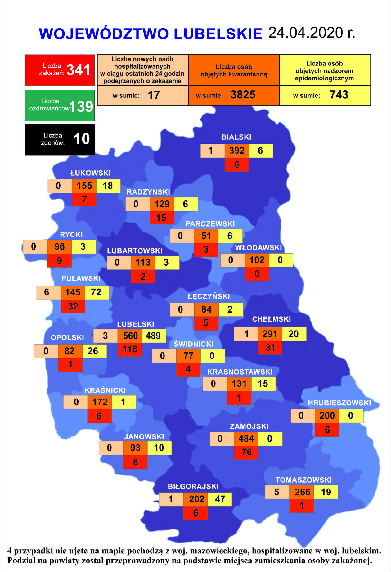 Epidemia koronawirusa w Lubelskiem na dzień 24 kwietnia 2020 r.