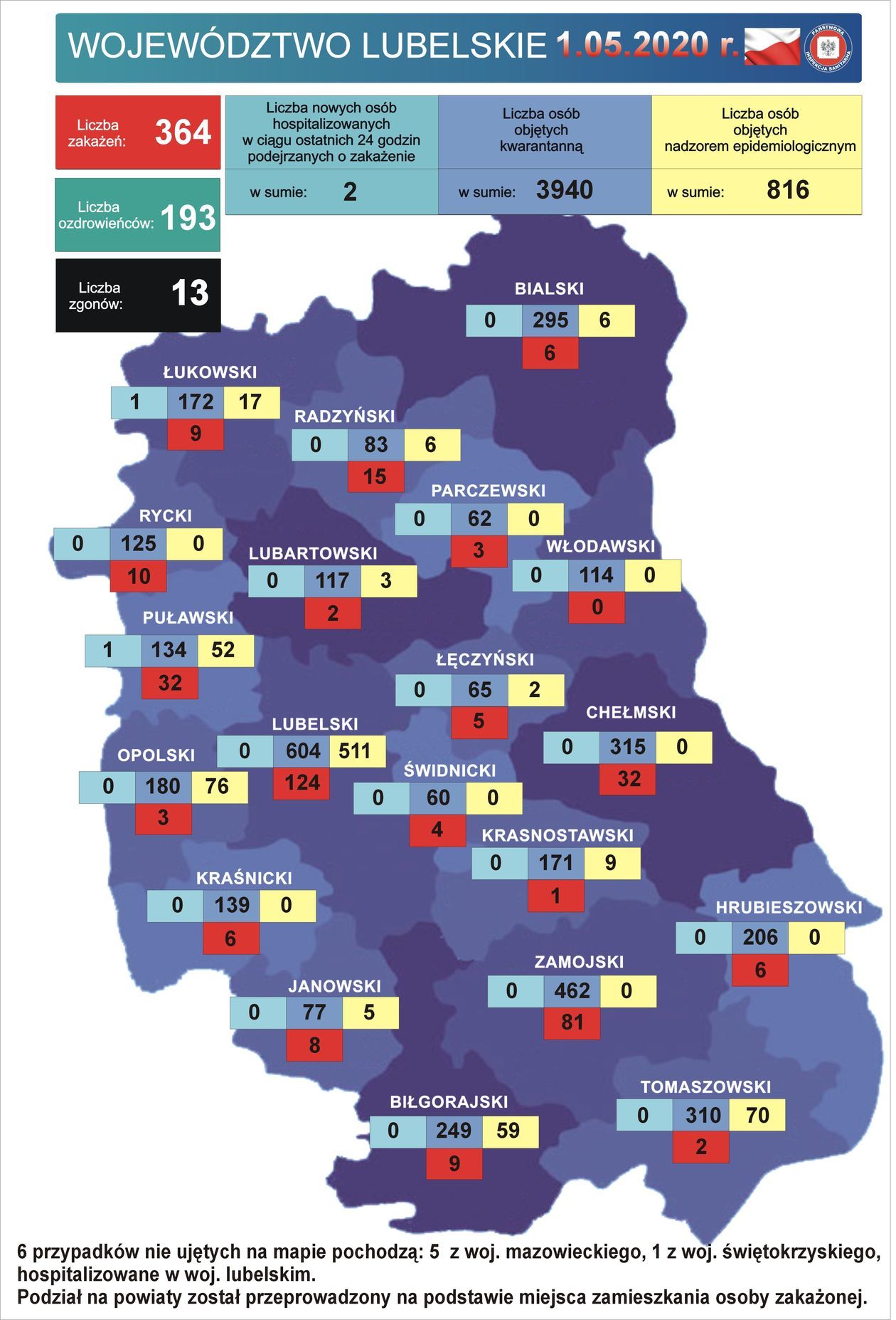  Aktualna sytuacja epidemiologiczna w woj. lubelskim. Stan na 1 maja (zdjęcie 1) - Autor: WSSE Lublin