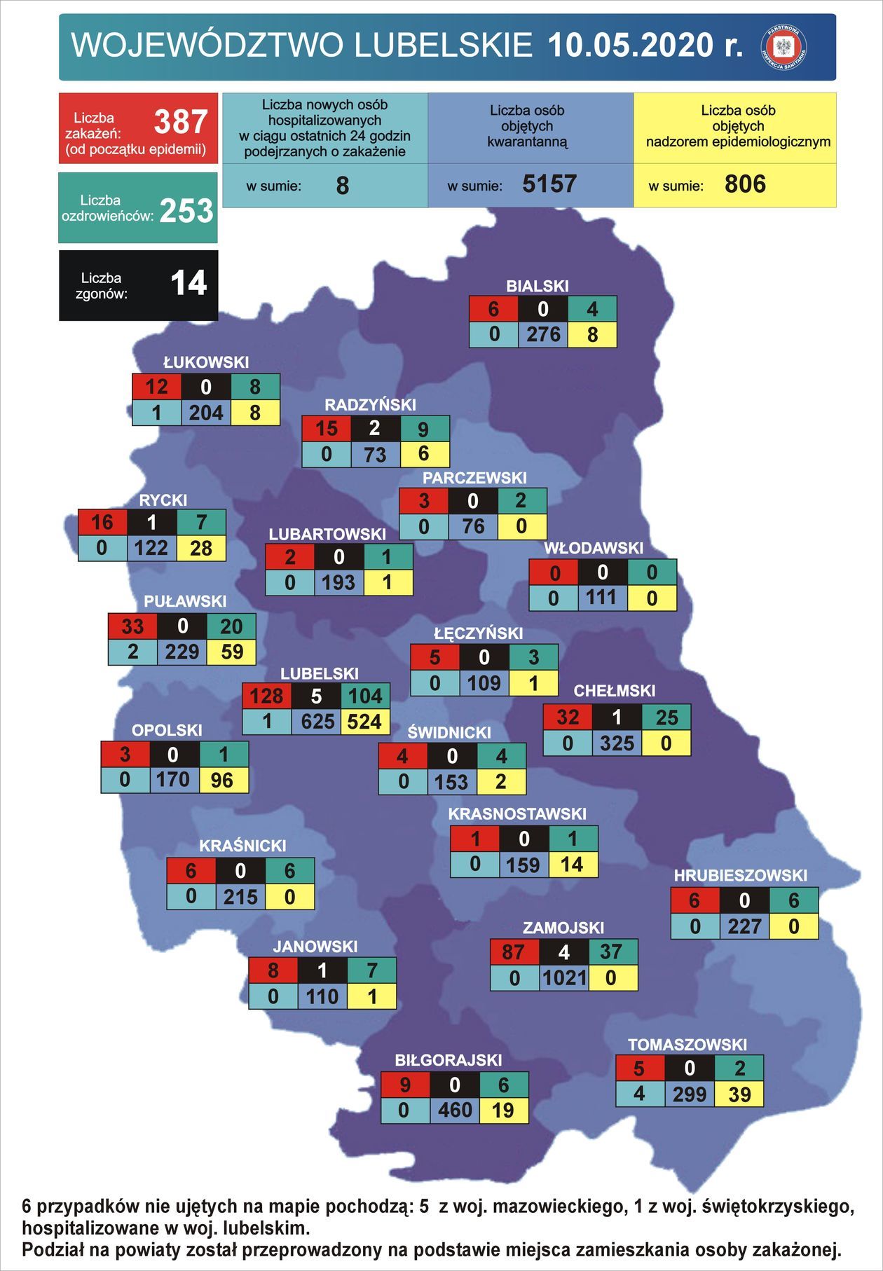  Aktualna sytuacja epidemiologiczna w woj. lubelskim. Stan na 10 maja (zdjęcie 1) - Autor: WSSE Lublin
