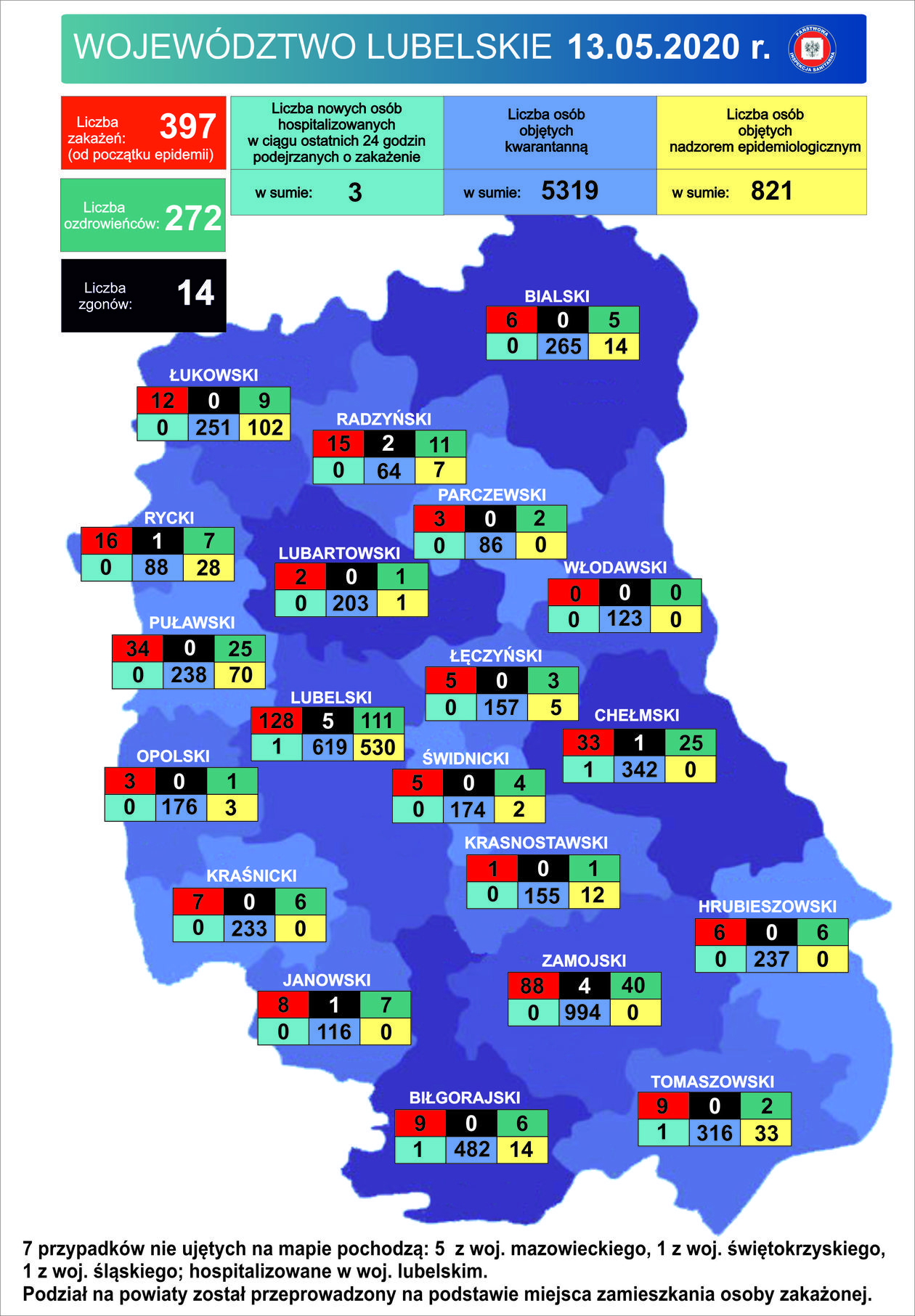  Aktualna sytuacja epidemiologiczna w woj. lubelskim. Stan na 13 maja (zdjęcie 1) - Autor: WSSE Lublin
