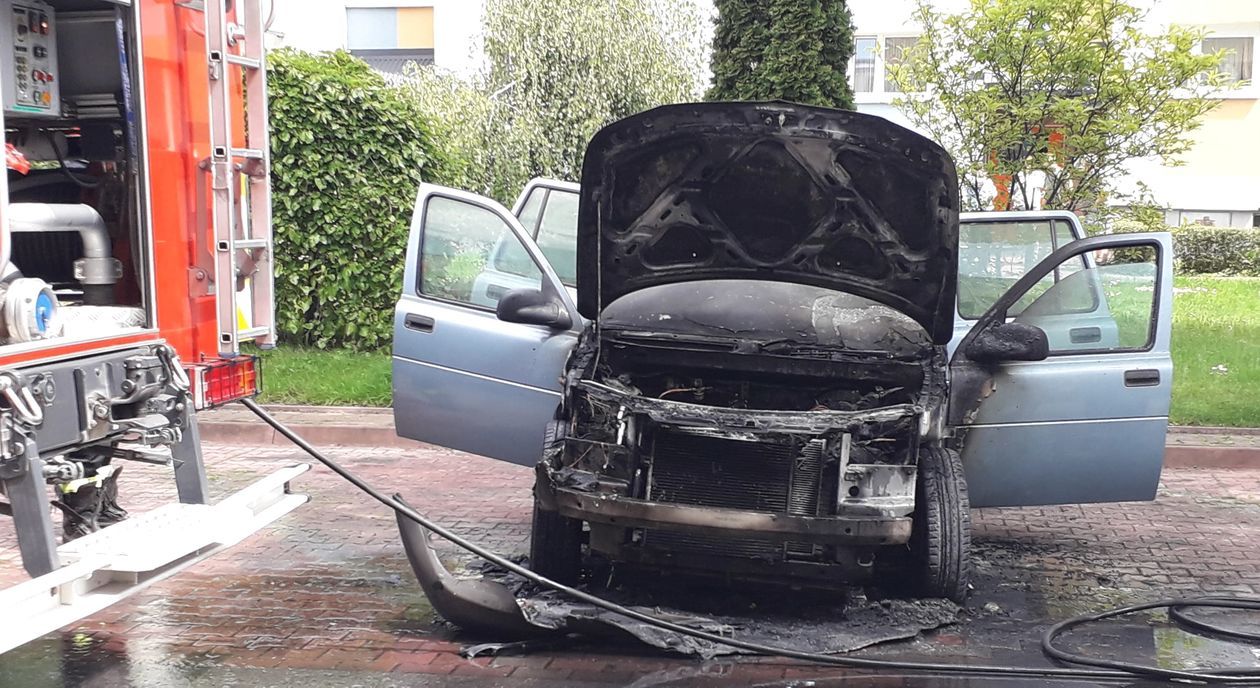  Pożar auta w Puławach (zdjęcie 1) - Autor: rs