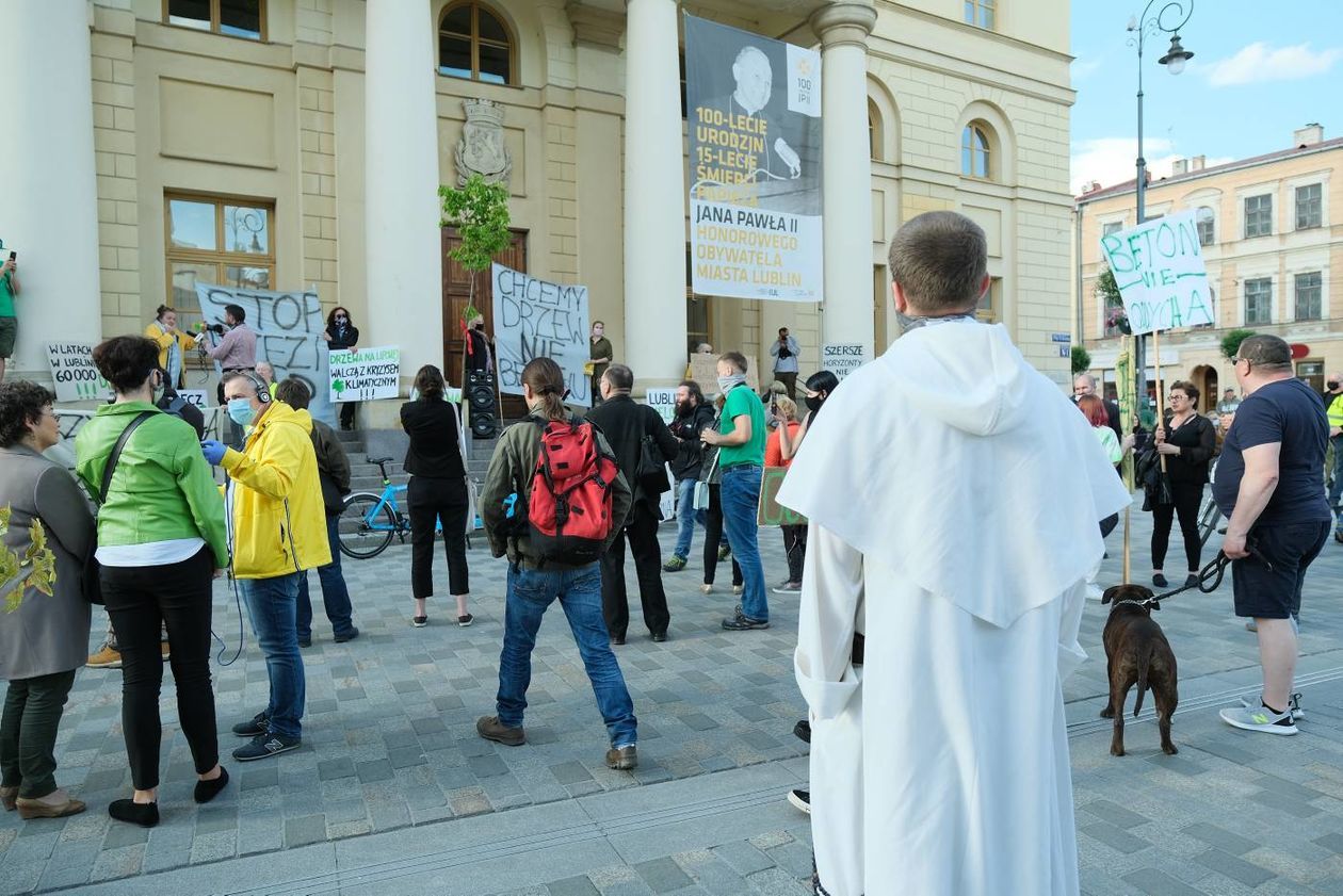  Protest w obronie drzew z ul. Lipowej przed lubelskim ratuszem (zdjęcie 1) - Autor: Maciej Kaczanowski