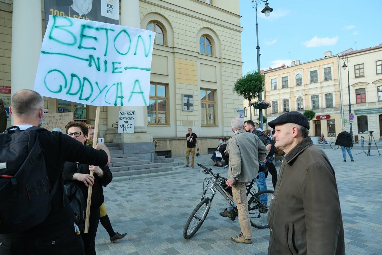  Protest w obronie drzew z ul. Lipowej przed lubelskim ratuszem (zdjęcie 1) - Autor: Maciej Kaczanowski