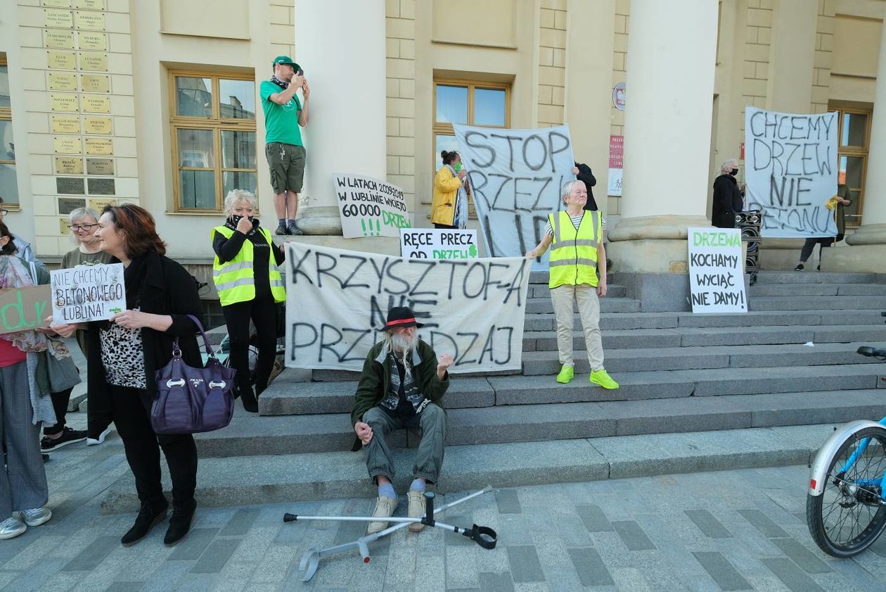  Protest w obronie drzew z ul. Lipowej przed lubelskim ratuszem (zdjęcie 1) - Autor: Maciej Kaczanowski