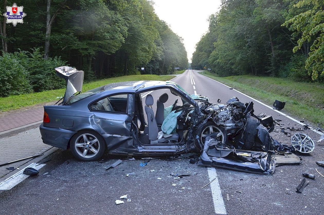 Wypadek na drodze Rejowiec - Chełm - Autor: Policja