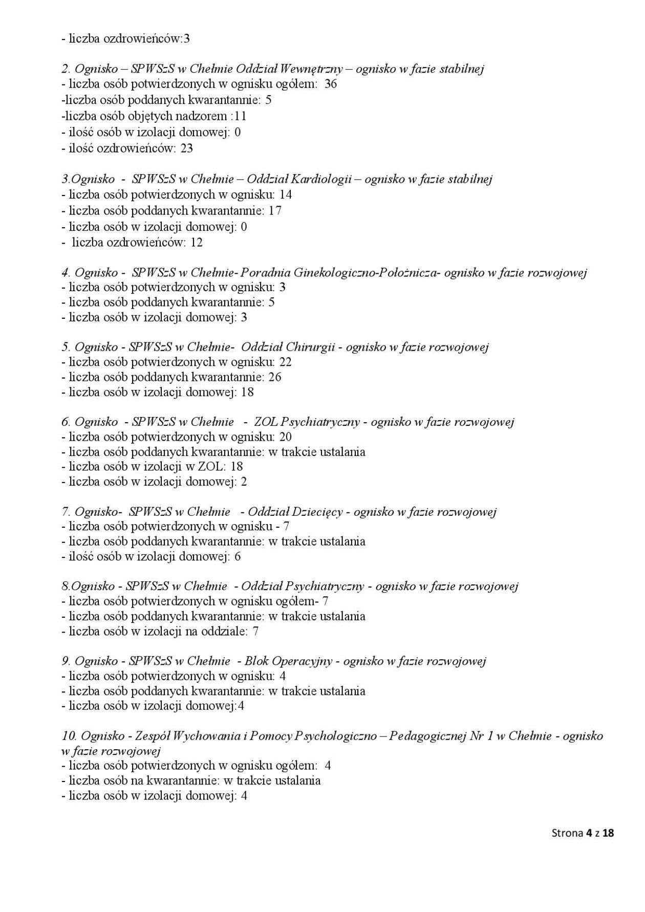  Ogniska epidemiczne w województwie lubelskim. 2 listopada 2020 r. (zdjęcie 4) - Autor: WSSE w Lublinie