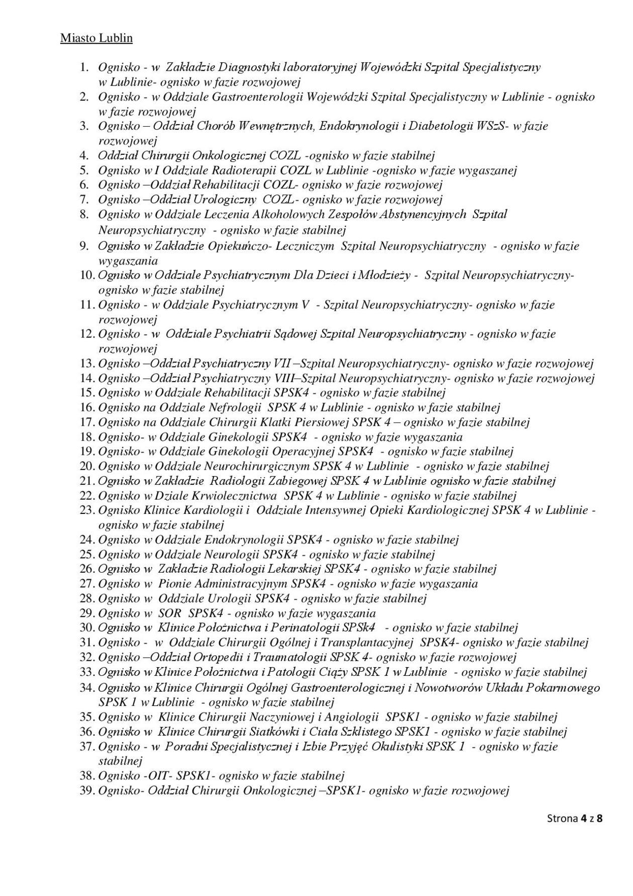  Ogniska epidemiczne w województwie lubelskim. 9 listopada 2020 r. (zdjęcie 4) - Autor: Wojewódzka Stacja Sanitarno-Epidemiologiczna w Lublinie