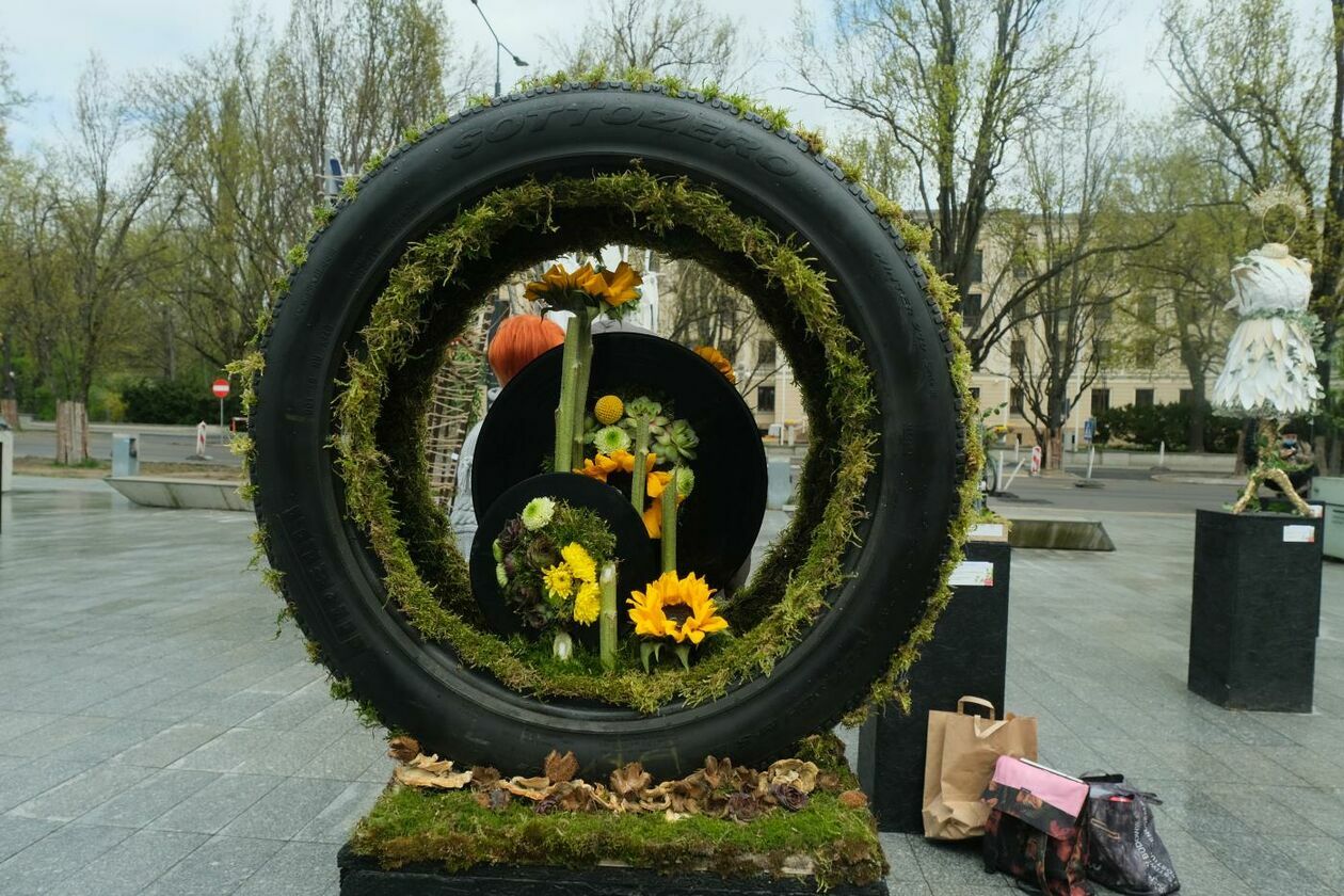  Weekend z Florystyką: przed gmachem CSK można otwarto wystawę instalacji artystycznych (zdjęcie 1) - Autor: Maciej Kaczanowski