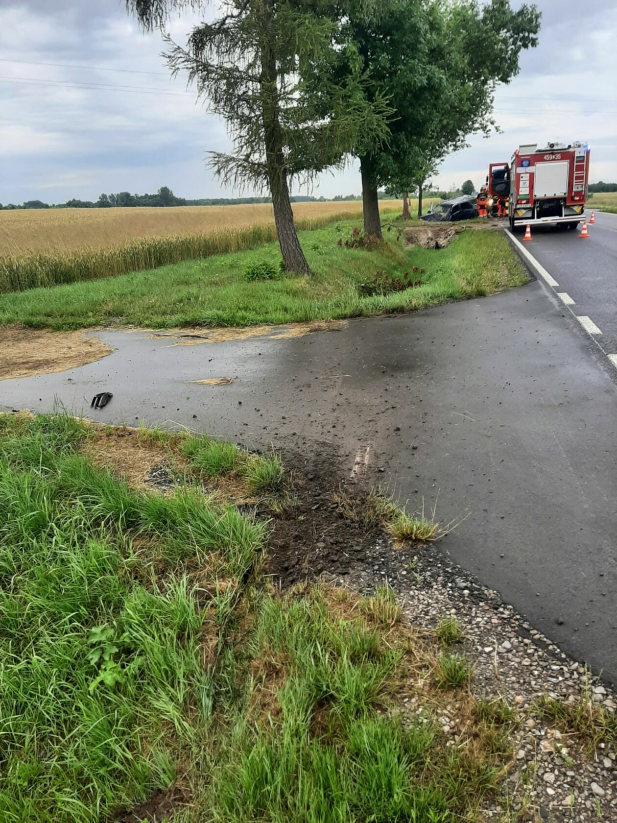  Klementynów. Śmiertelny wypadek w gminie Niedźwiada (zdjęcie 4) - Autor: KP PSP Lubartów