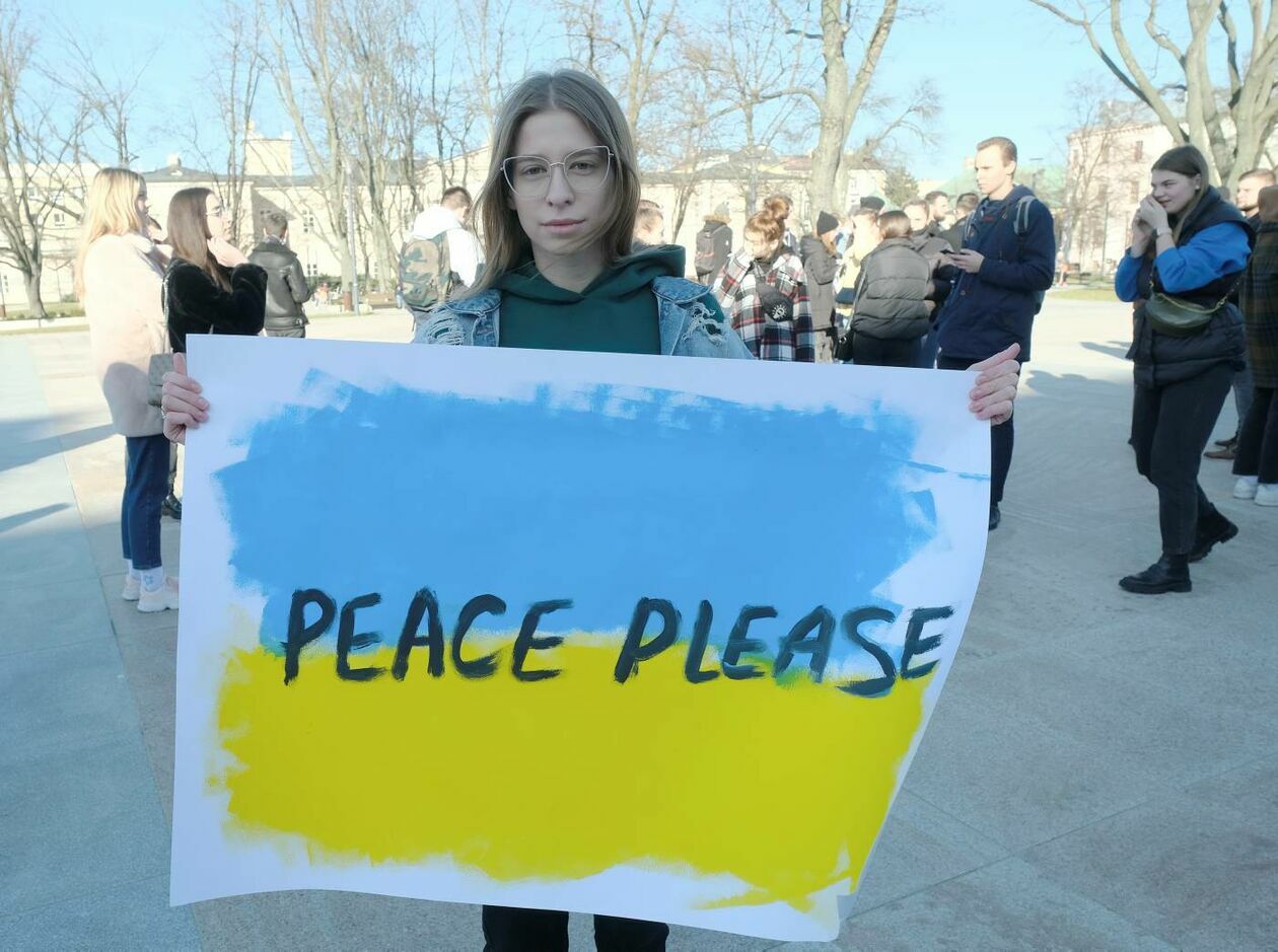  Ukraińscy studenci UMCS protestują przeciwko rosyjskiej inwazji na ich kraj (zdjęcie 23) - Autor: Maciej Kaczanowski