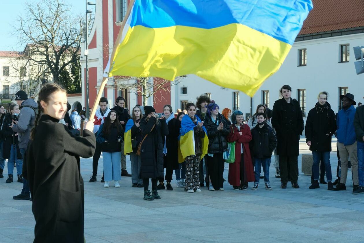  Ukraińscy studenci UMCS protestują przeciwko rosyjskiej inwazji na ich kraj (zdjęcie 6) - Autor: Maciej Kaczanowski