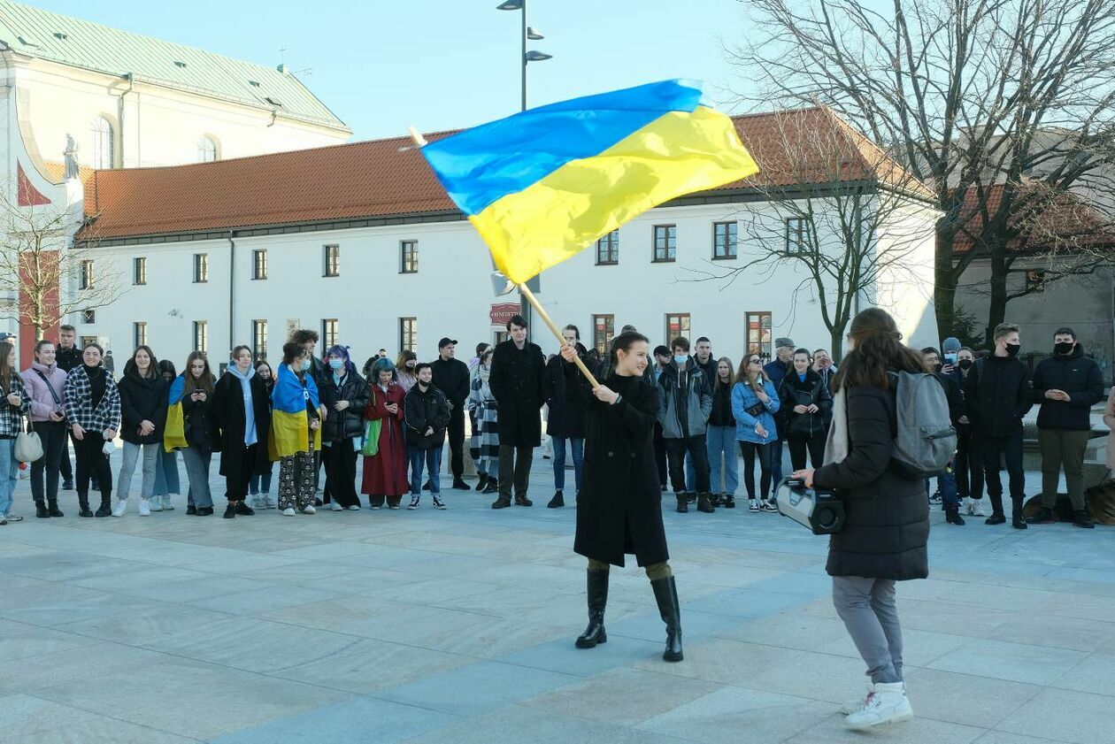  Ukraińscy studenci UMCS protestują przeciwko rosyjskiej inwazji na ich kraj (zdjęcie 13) - Autor: Maciej Kaczanowski