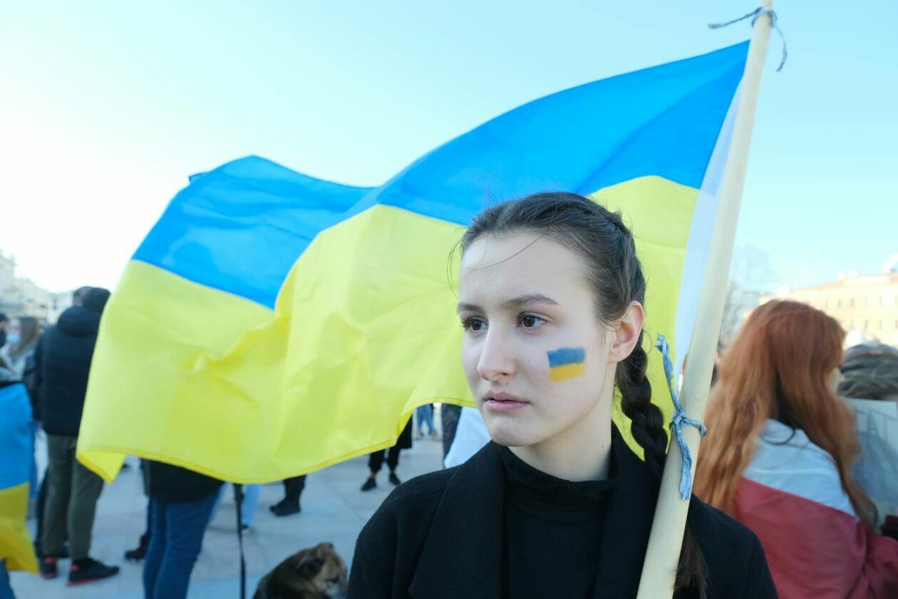  Ukraińscy studenci UMCS protestują przeciwko rosyjskiej inwazji na ich kraj (zdjęcie 1) - Autor: Maciej Kaczanowski