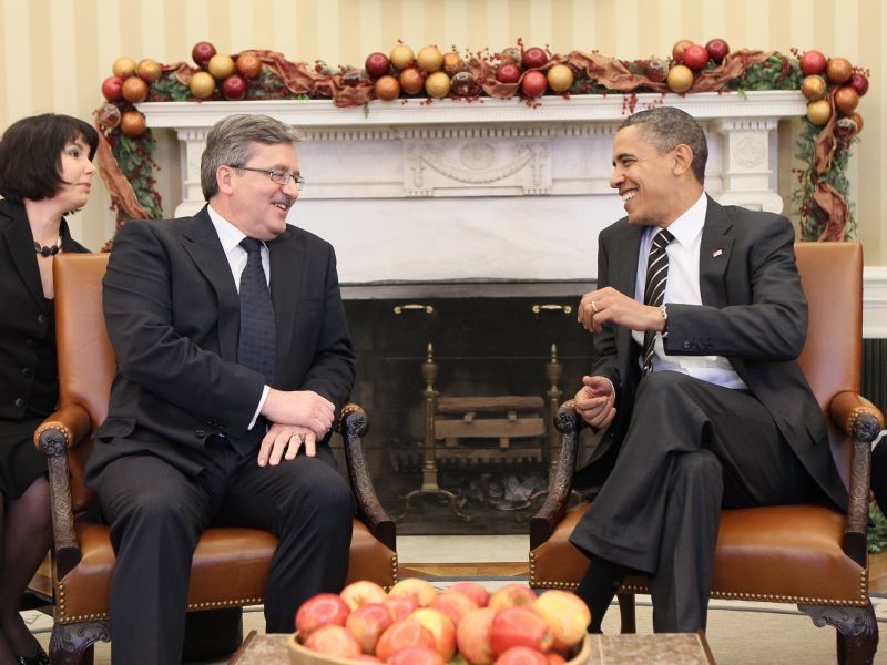 Prezydenci Bronisław Komorowski i Barack Obama podczas spotkania w Białym Domu<br />
 (Fot. Prezydent.pl)
