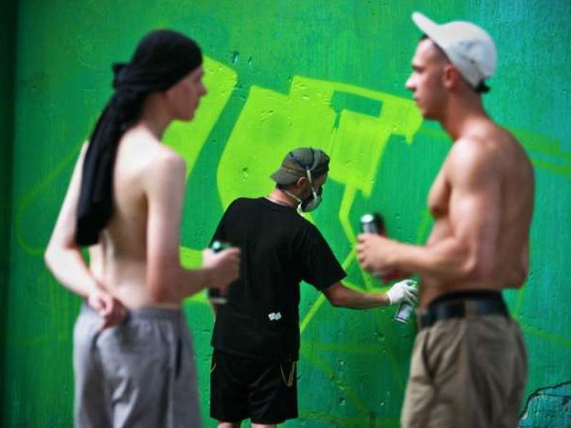 We wtorek uczestnicy festiwalu Meeting of Styles malowali ścianę przy ul. Peowiaków (Bartłomiej Żura
