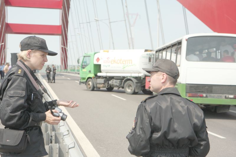 ćwiczenia na moście im. Jana Pawła II w Puławach – symulacja zderzenia autobusu z cysterną. (Maciej 