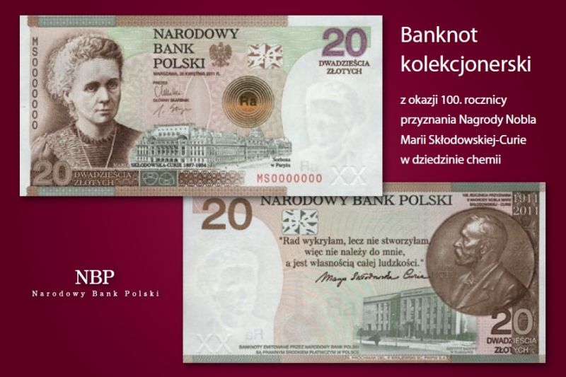 Banknoty z Marią Skłodowską-Curie zaprezentowane przez Narodowy Bank Polski (nbp.pl)