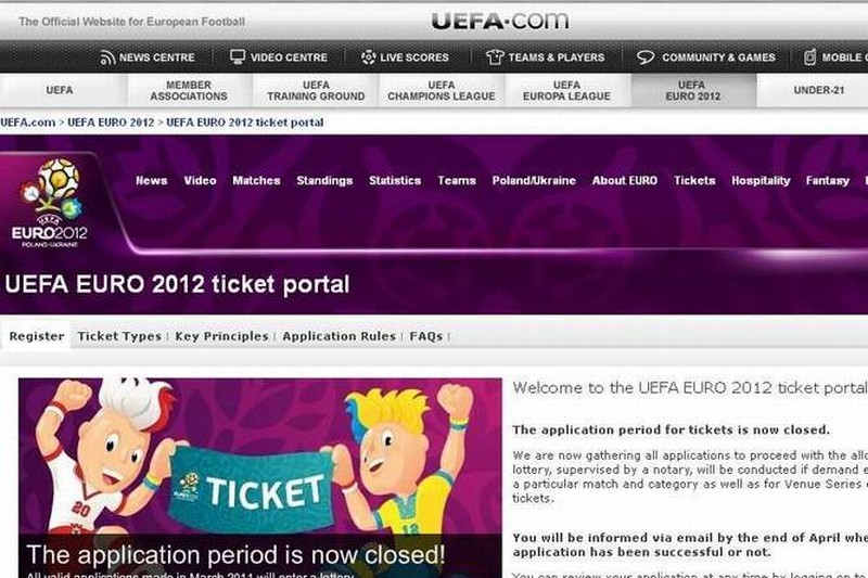 Tak wyglądała fałszywa strona internetowa z biletami na Euro 2012
