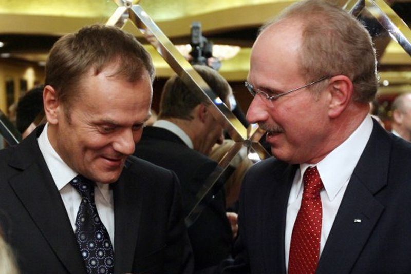 Frank Spula i Donald Tusk podczas spotkania z Polonią amerykańską, wśród której Platforma Obywatelsk
