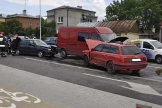 W kolizji ucierpiały na szczęście tylko samochody. Kierowcy wyszli z tego cało (KMP Chełm)