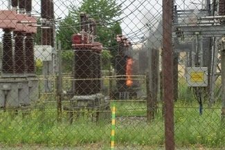 Awaria w stacji transformatorowej Abramowice (Kamil Łosiewicz)