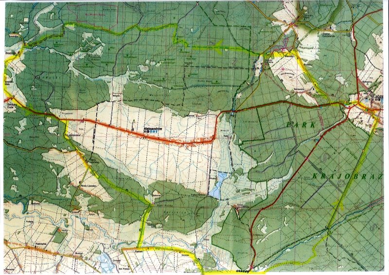Mapa z przebiegiem trasy rajdu (Józefowska Kawaleria Rowerowa)