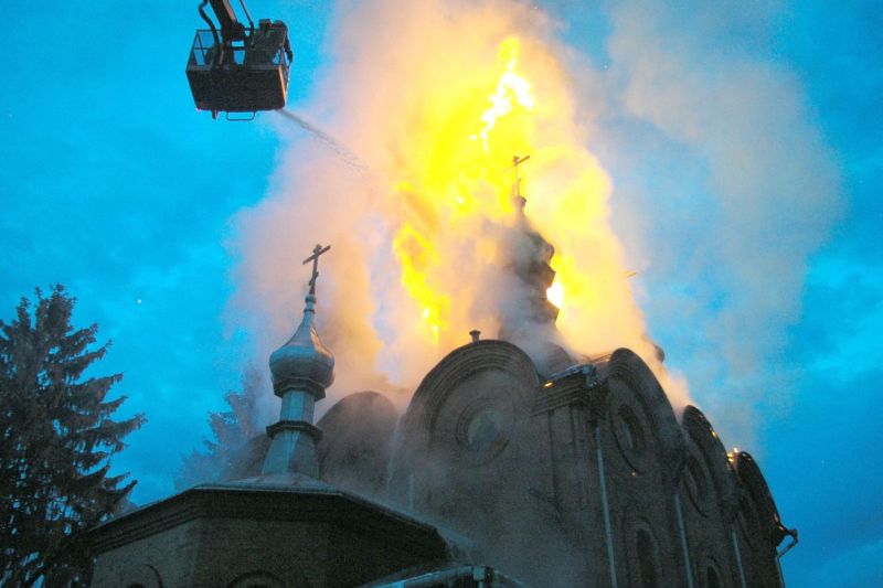 Pożar kaplicy w Suchawie (PSP WŁODAWA)