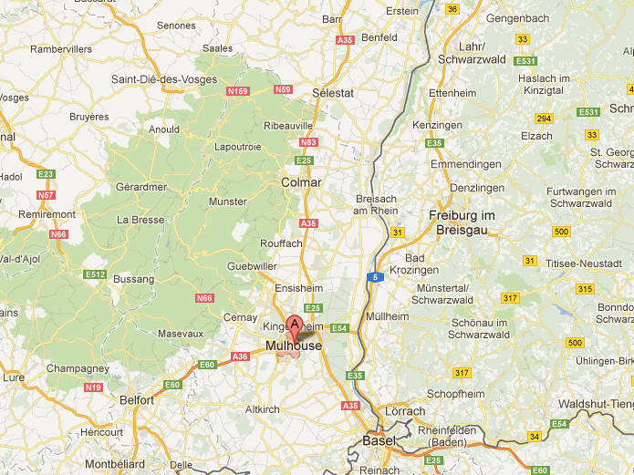 Miejsce wypadku polskiego autokaru pod Miluzą (Google Maps)
