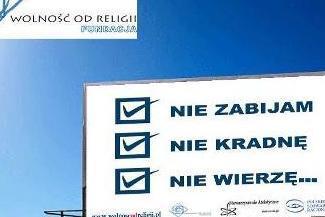 Takie billboardy mają stanąć w Lublinie. (www.wolnoscodreligii.pl/)