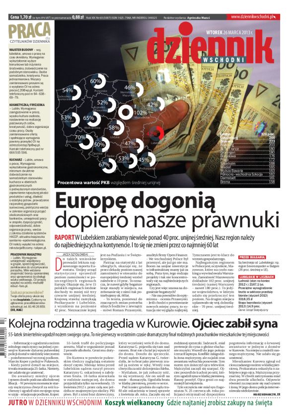 Jedynka Dziennika Wschodniego z 26 marca 2013