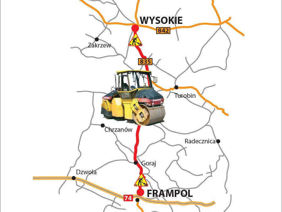 Chodzi m.in. o remont drogi 835 od Frampola do Wysokiego (DW)
