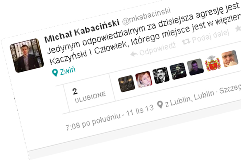 Wpis posła Kabacińskiego na Twitterze