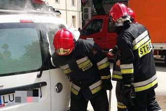 Pożar w samochodzie przy ul. Narutowicza w Lublinie