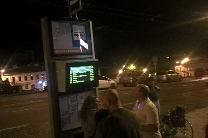 Wyświetlacz na ul. Lubartowskiej przekazywał błędne informacje podczas Nocy Kultury. Fot. Dominik Smaga