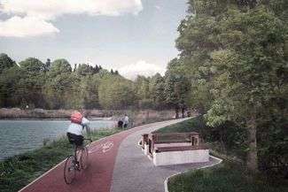 Kadr ze spaceru zachodnią groblą (wizualizacja UM Zamość)