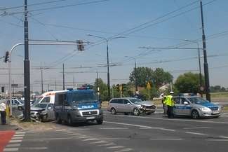 Wypadek na al. Unii Lubelskiej (fot. Wojciech Nieśpiałowski)