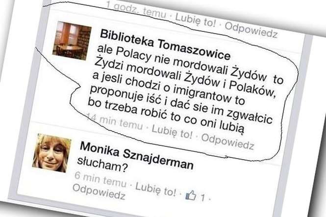 To był impuls – tak bibliotekarka z Tomaszowic koło Lublina tłumaczyła swoim przełożonym umieszczenie rasistowskiego wpisu na Facebooku. Komentarz pod artykułem dotyczącym uchodźców kobieta opublikowała jako „Biblioteka Tomaszowice”