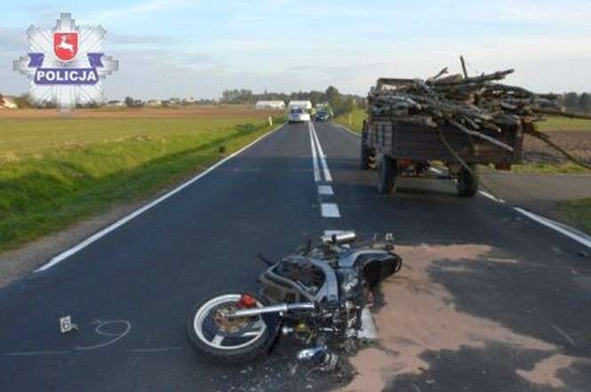 Wypadek motocyklisty koło Konstantynowa (fot. Policja)
