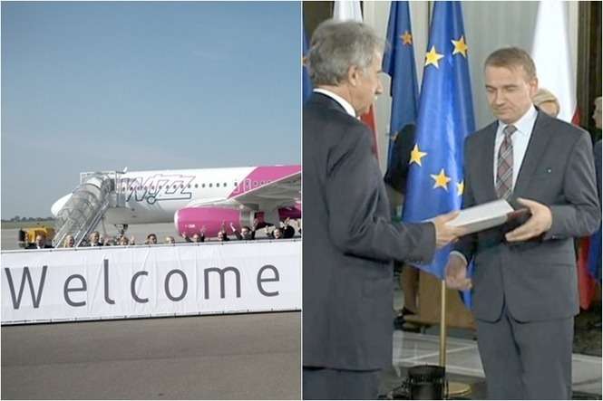 Zwycięzcy naszego plebiscytu:  Baza Wizz Air na lotnisku Lublin i Jerzy Bielecki, który pojechał służbowym autem starostwa po zaświadczenie o wyborze na posła
