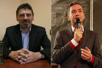 Czesław Byczek, prezes Termochemu i Robert Biedroń, prezydent Słupska (fot. Paweł Buczkowski, Jacek Świerczyński / archiwum)