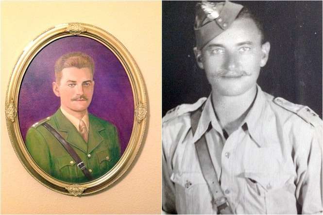 Po lewej portret W. Arzymanowa w mundurze z lat 1934-1939, po prawej Syria - W. Arzymanow w mundurze SBSK
