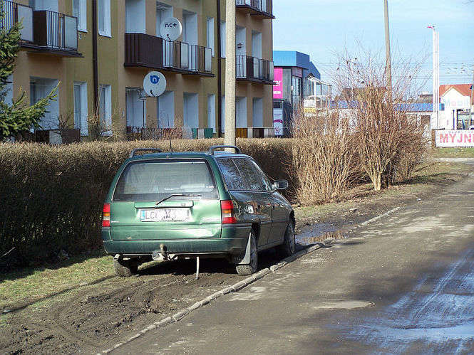 Mimo, że na poboczu drogi wzdłuż bloku przy ul. Kopernika 1 w Świdniku parkować nie można, to kierowcy notorycznie rozjeżdżają zieleń