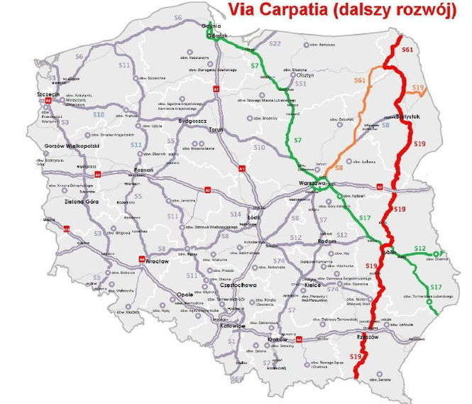 Via Carpatia (Źródło: Ministerstwo Infrastruktury i Budownictwa)