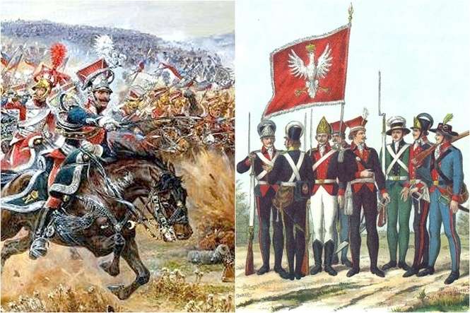 Po lewej szarża polskiej kawalerii. Po prawej polska piechota koronna