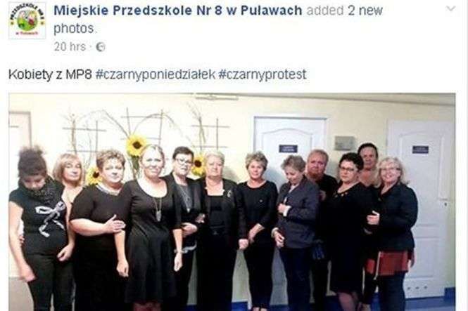 Na fotografii wystąpiła cała żeńska kadra Miejskiego Przedszkola nr 8 w Puławach, łącznie z dyrektor placówki. Zdjęcie już zniknęło z Facebooka