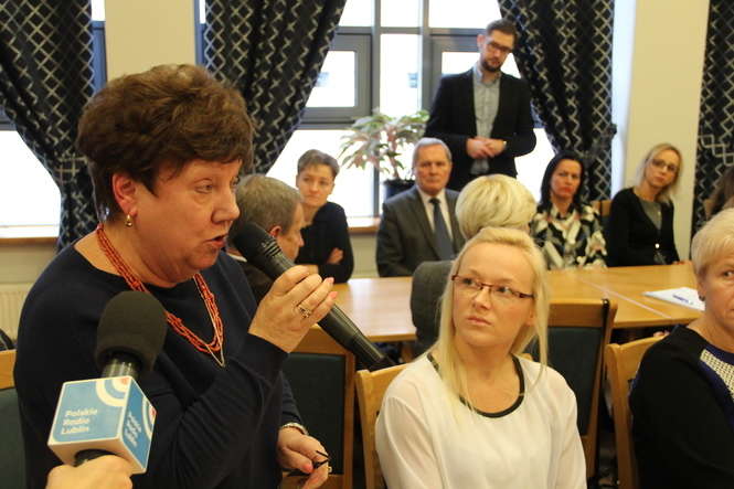 Problemy związane z reformą edukacji wytknęła szefowa ZNP w Białej Podlaskiej Teresa Sidoruk, fot. E.Burda