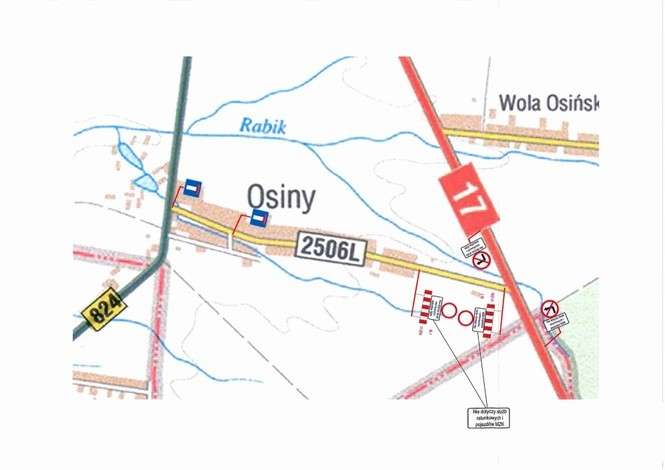 Dojechać do Osin można teraz jedynie od strony drogi wojewódzkiej nr 824 Puławy-Żyrzyn