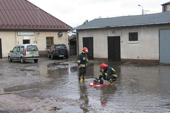 W Chełmie strażacy usunęli wodę z dziedzińca lecznicy zwierząt przy ul. Browarnej