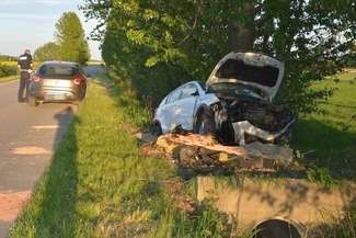 28-latek był trzeźwy, wyjaśnił policjantom, że na drogę wprost pod koła samochodu wybiegła sarna